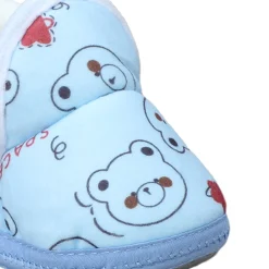 Baby Moo Panda Face Printed Soft Slip-On Anti-Skid Plush Warm Booties - Blue