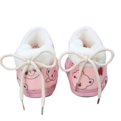 Baby Moo Panda Face Printed Soft Slip-On Anti-Skid Plush Warm Booties - Pink