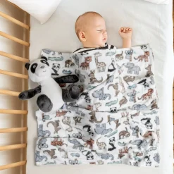 Baby Moo Panda Snuggle Buddy Soft Rattle and Plush Blanket Gift Toy Blanket - Black