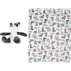 Baby Moo Panda Snuggle Buddy Soft Rattle and Plush Blanket Gift Toy Blanket - Black