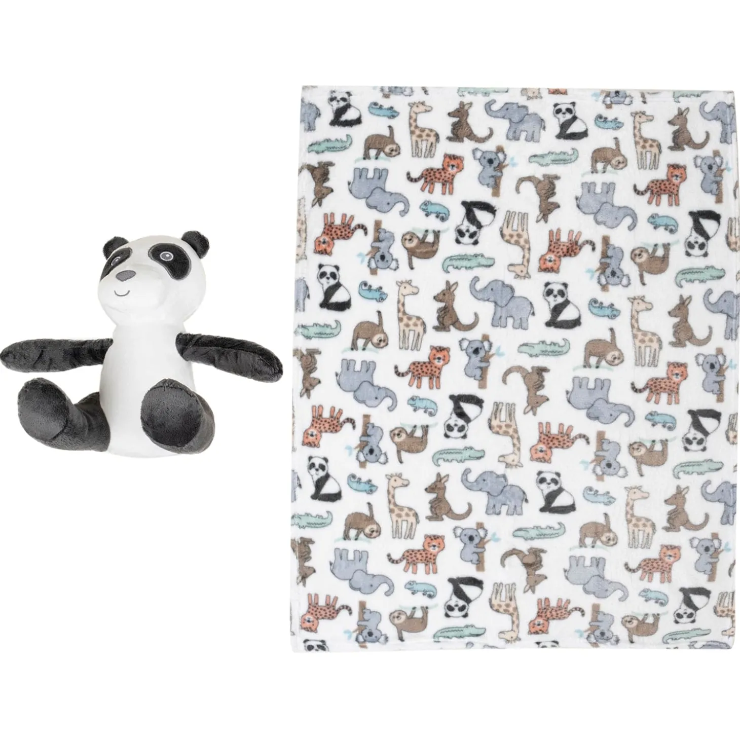 Baby Moo Panda Snuggle Buddy Soft Rattle and Plush Blanket Gift Toy Blanket - Black