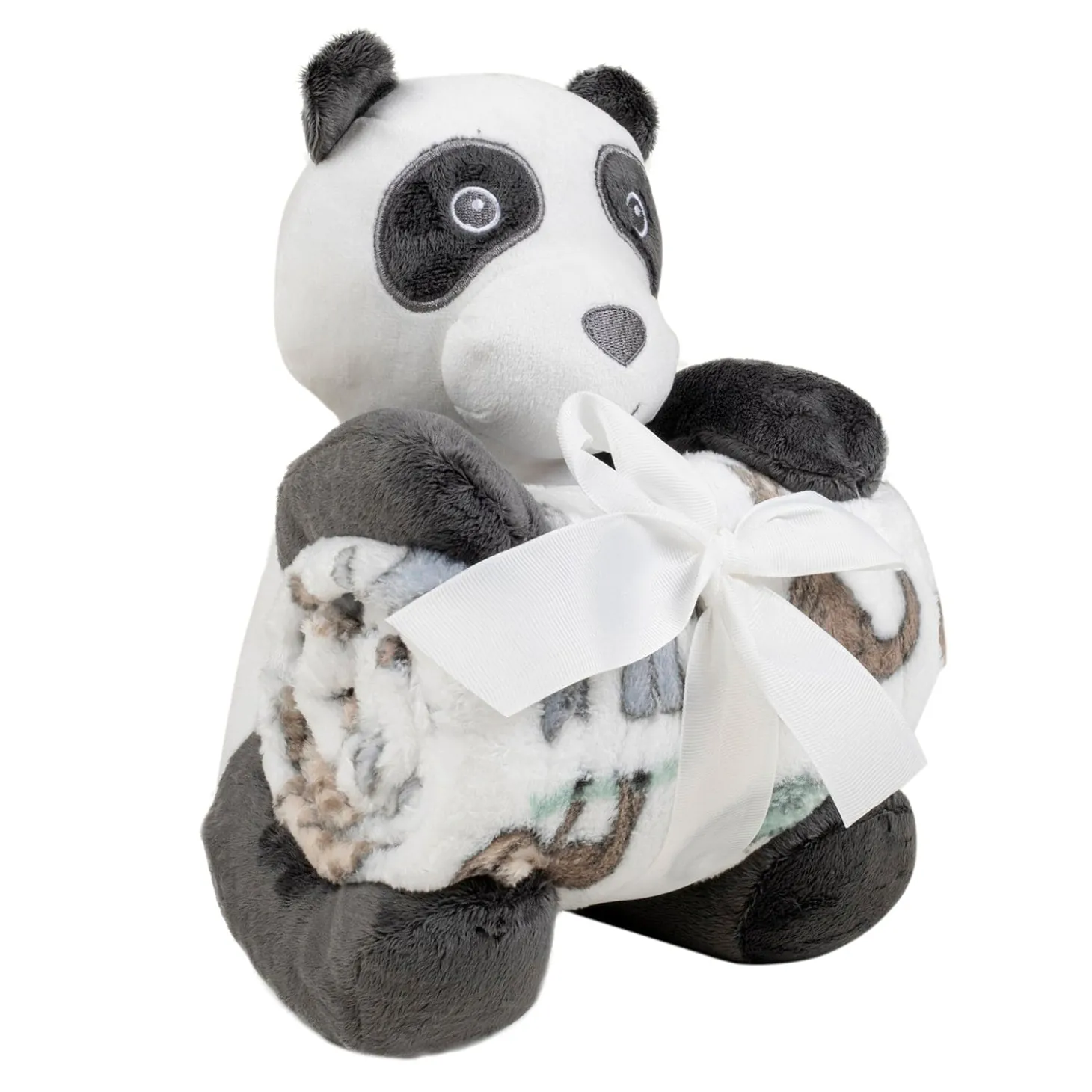 Baby Moo Panda Snuggle Buddy Soft Rattle and Plush Blanket Gift Toy Blanket - Black