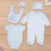 Baby Moo Papa Bear Infant Soft 5 pcs Romper Gift Set - White