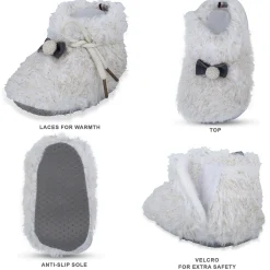 Baby Moo Papa's Angel Velcro Warm Furry Booties - Cream