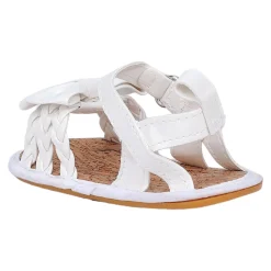 Baby Moo Partywear Patent Leather Bow Velcro Strap Anti-Skid Sandals - White