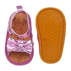 Baby Moo Partywear Patent Leather Bow Velcro Strap Anti-Skid Sandals - Purple, Metallic