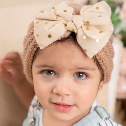 Baby Moo Partywear Sequence Bow 2 Pack Turban Caps - Brown And Navy Blue