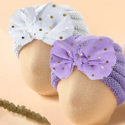 Baby Moo Partywear Sequence Bow 2 Pack Turban Caps - Lilac And White