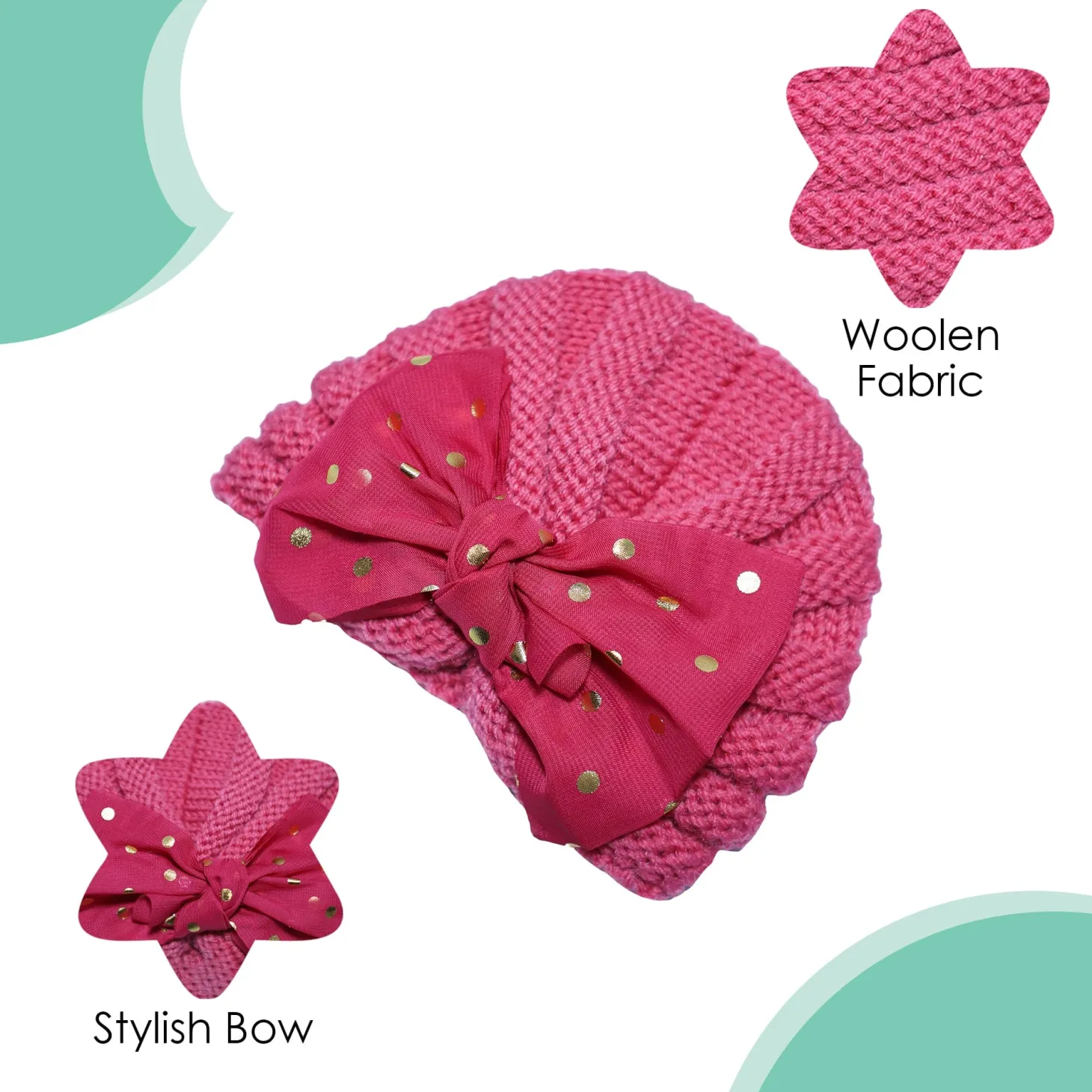 Baby Moo Partywear Sequence Bow 2 Pack Turban Caps - Pink And Blue