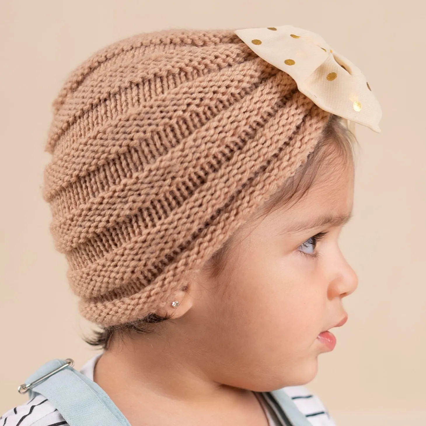 Baby Moo Partywear Sequence Bow 2 Pack Turban Caps - Brown And Navy Blue