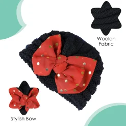 Baby Moo Partywear Sequence Bow 2 Pack Turban Caps - Black And Pink
