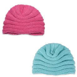 Baby Moo Partywear Sequence Bow 2 Pack Turban Caps - Pink And Blue
