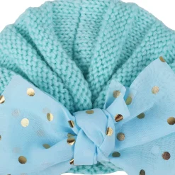 Baby Moo Partywear Sequence Bow 2 Pack Turban Caps - Pink And Blue