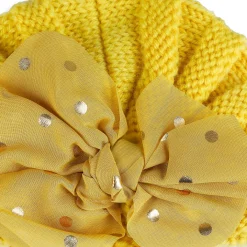 Baby Moo Partywear Sequence Bow 2 Pack Turban Caps - Peach And Yellow