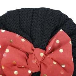 Baby Moo Partywear Sequence Bow 2 Pack Turban Caps - Black And Pink