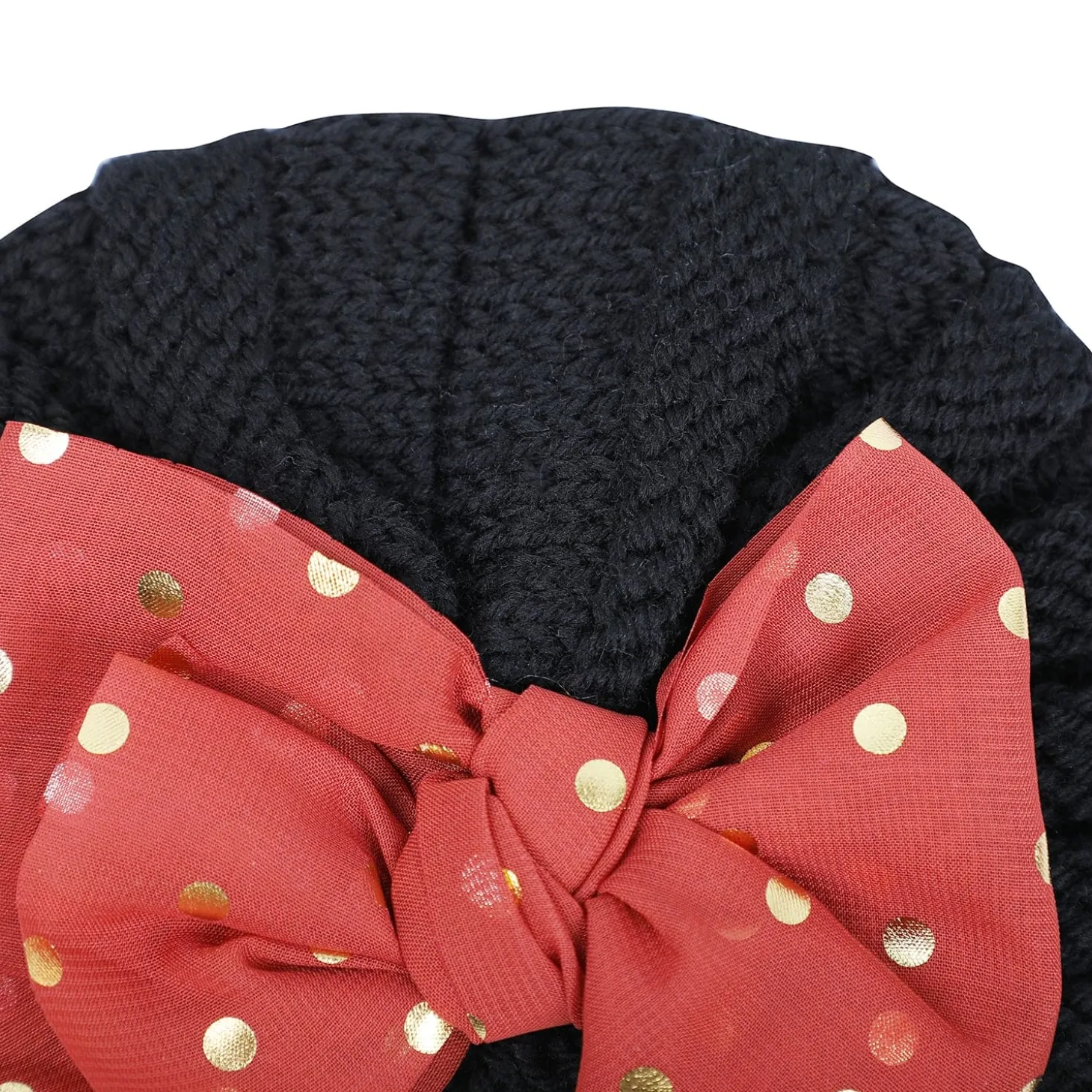 Baby Moo Partywear Sequence Bow 2 Pack Turban Caps - Black And Pink