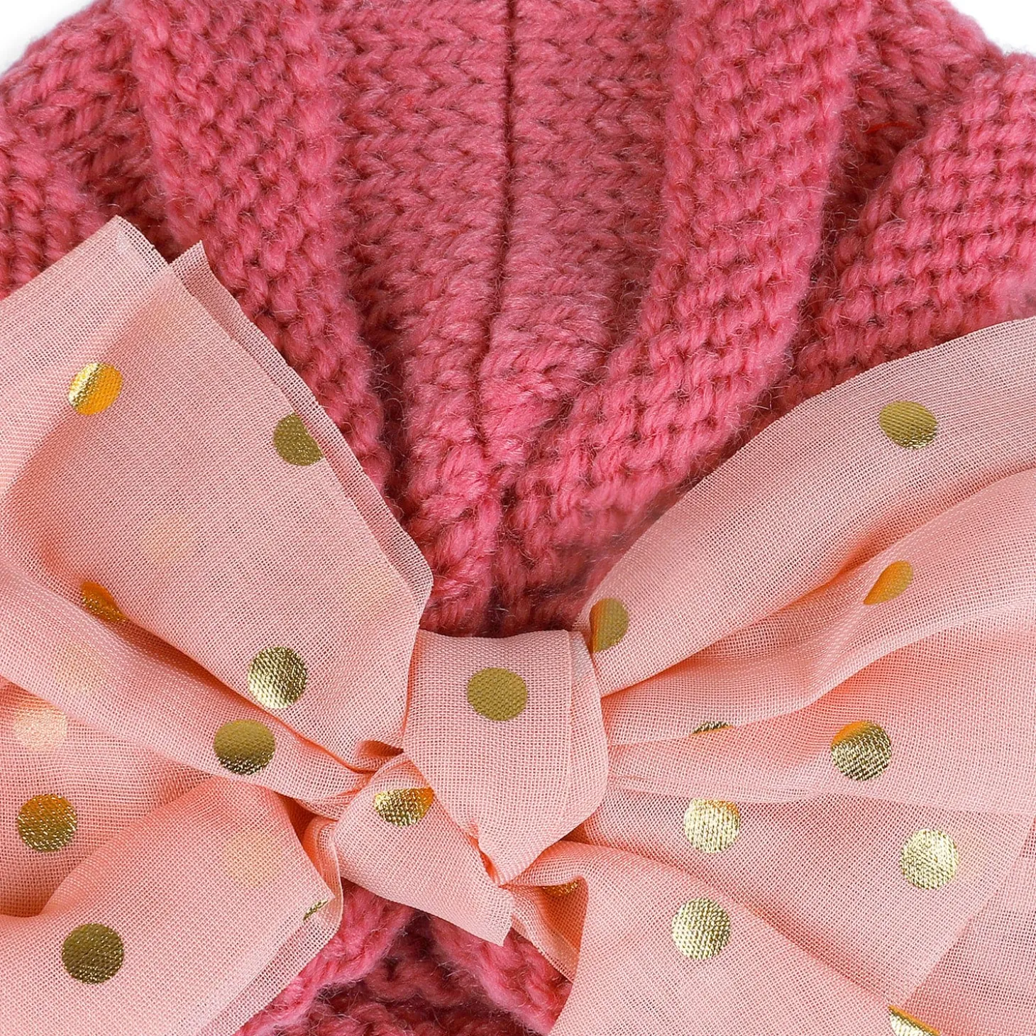 Baby Moo Partywear Sequence Bow 2 Pack Turban Caps - Peach And Yellow