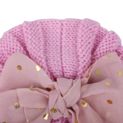 Baby Moo Partywear Sequence Bow 2 Pack Turban Caps - Black And Pink