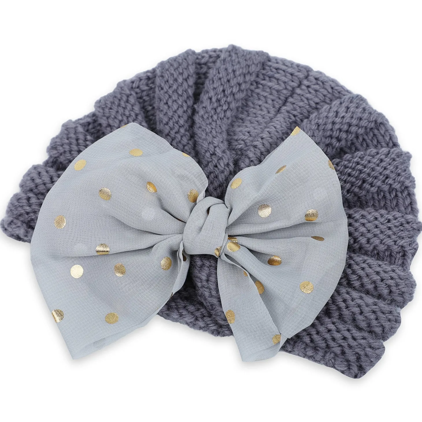 Baby Moo Partywear Sequence Bow 2 Pack Turban Caps - Red And Grey