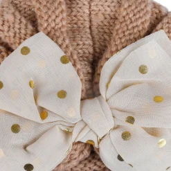Baby Moo Partywear Sequence Bow 2 Pack Turban Caps - Brown And Navy Blue