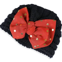 Baby Moo Partywear Sequence Bow 2 Pack Turban Caps - Black And Pink