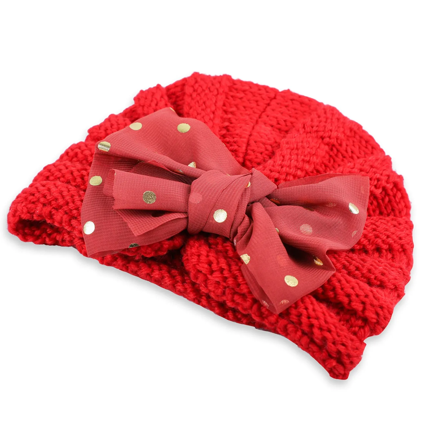 Baby Moo Partywear Sequence Bow 2 Pack Turban Caps - Red And Grey