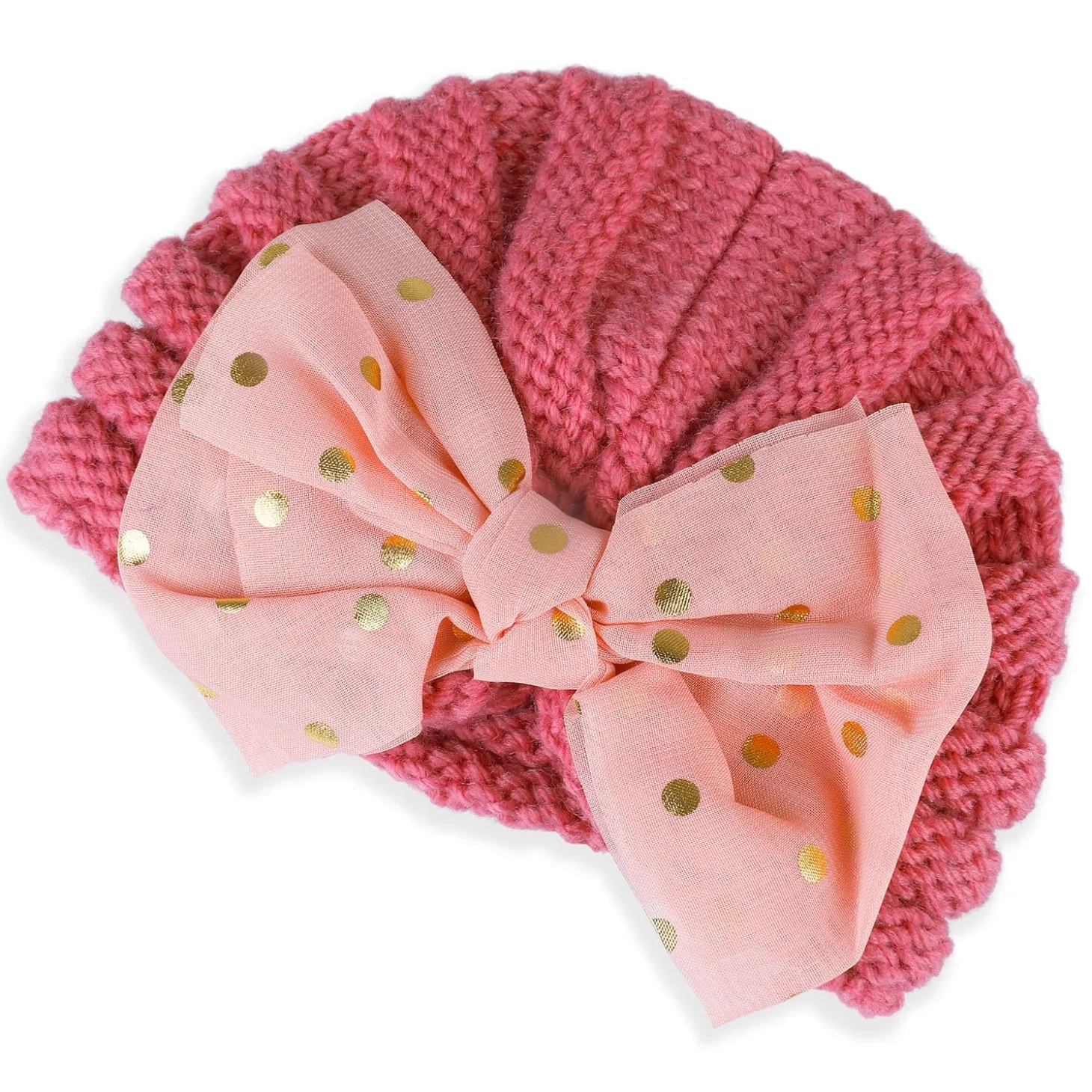 Baby Moo Partywear Sequence Bow 2 Pack Turban Caps - Peach And Yellow