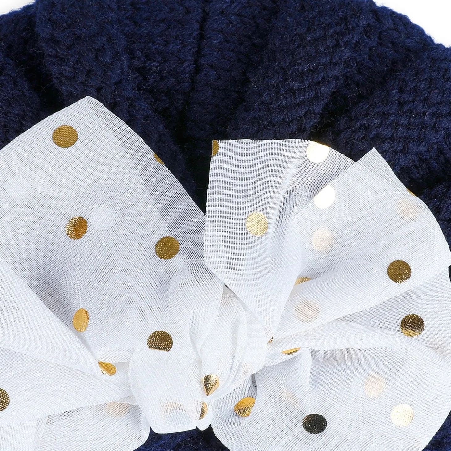 Baby Moo Partywear Sequence Bow 2 Pack Turban Caps - Brown And Navy Blue