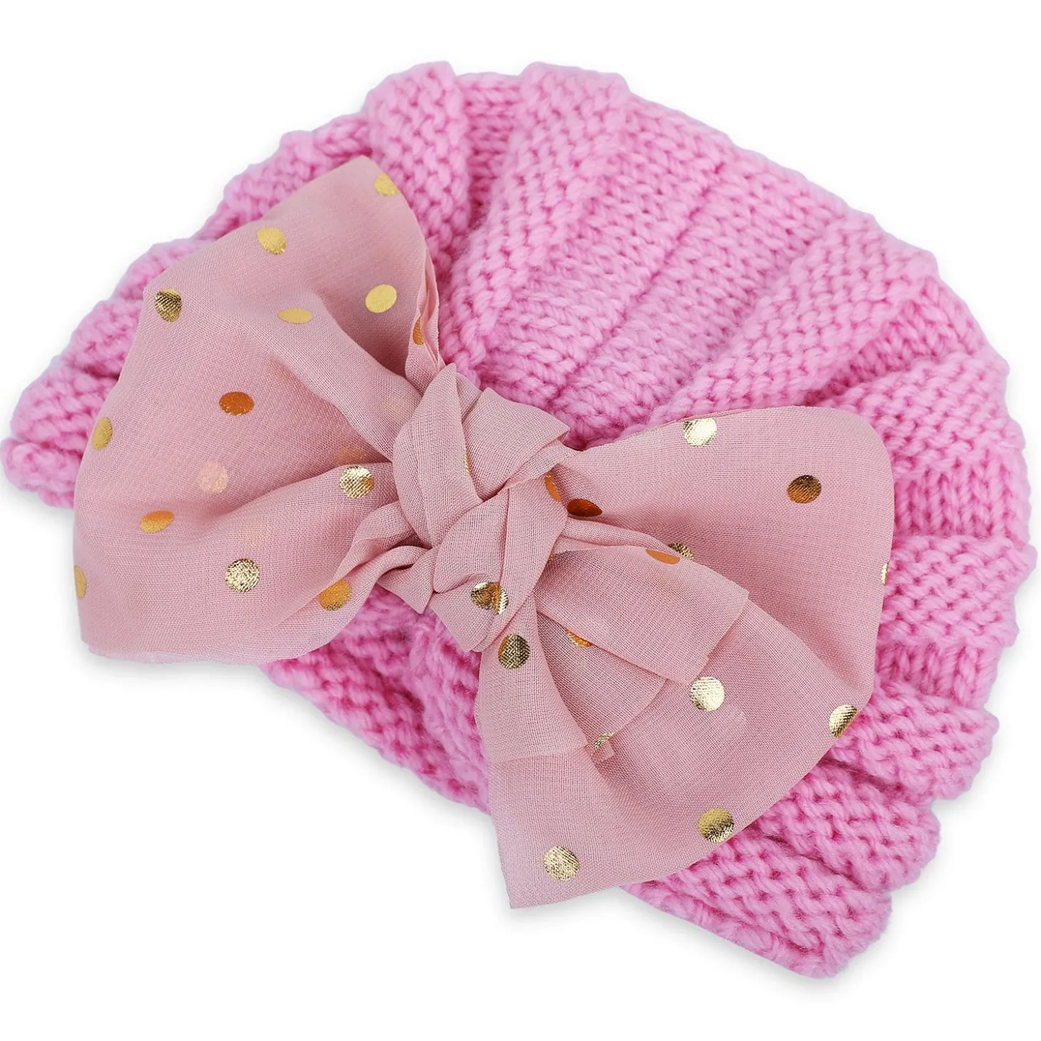 Baby Moo Partywear Sequence Bow 2 Pack Turban Caps - Black And Pink