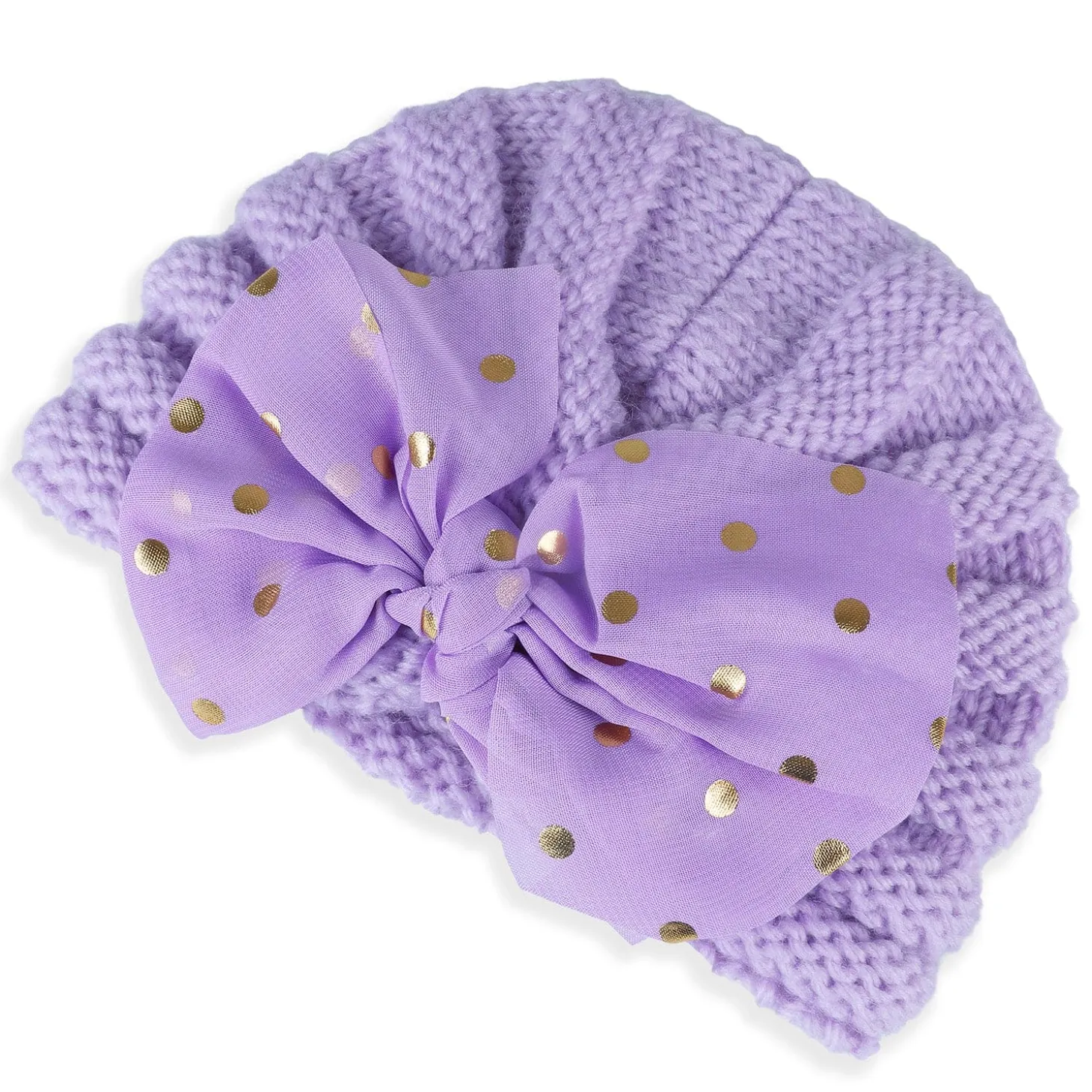 Baby Moo Partywear Sequence Bow 2 Pack Turban Caps - Lilac And White