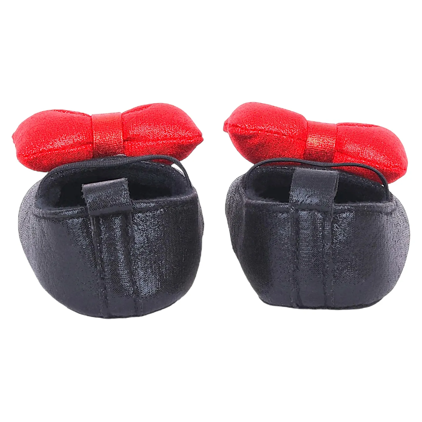 Baby Moo Partywear Shiny Bow Elastic Strap Anti-Skid Ballerina Booties - Black