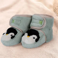 Baby Moo Penguin Warm Veclro Strap Fur Booties - Green