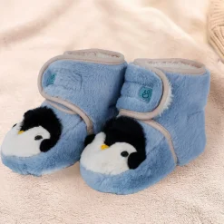 Baby Moo Penguin Warm Veclro Strap Fur Booties - Blue