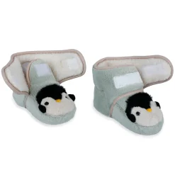Baby Moo Penguin Warm Veclro Strap Fur Booties - Green