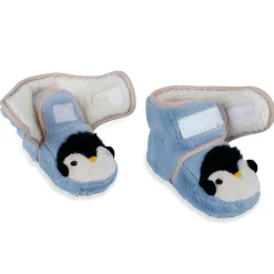 Baby Moo Penguin Warm Veclro Strap Fur Booties - Blue