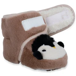 Baby Moo Penguin Warm Veclro Strap Fur Booties - Brown