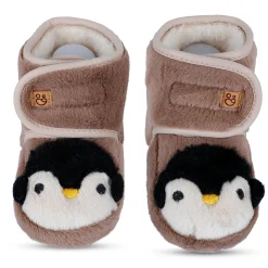 Baby Moo Penguin Warm Veclro Strap Fur Booties - Brown