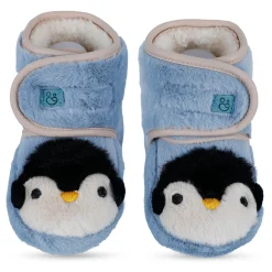 Baby Moo Penguin Warm Veclro Strap Fur Booties - Blue