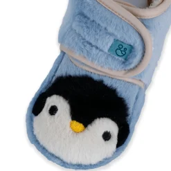 Baby Moo Penguin Warm Veclro Strap Fur Booties - Blue