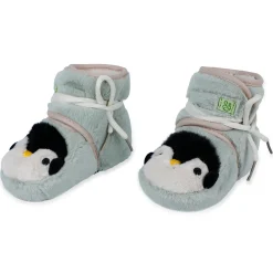 Baby Moo Penguin Warm Veclro Strap Fur Booties - Green