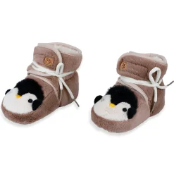 Baby Moo Penguin Warm Veclro Strap Fur Booties - Brown