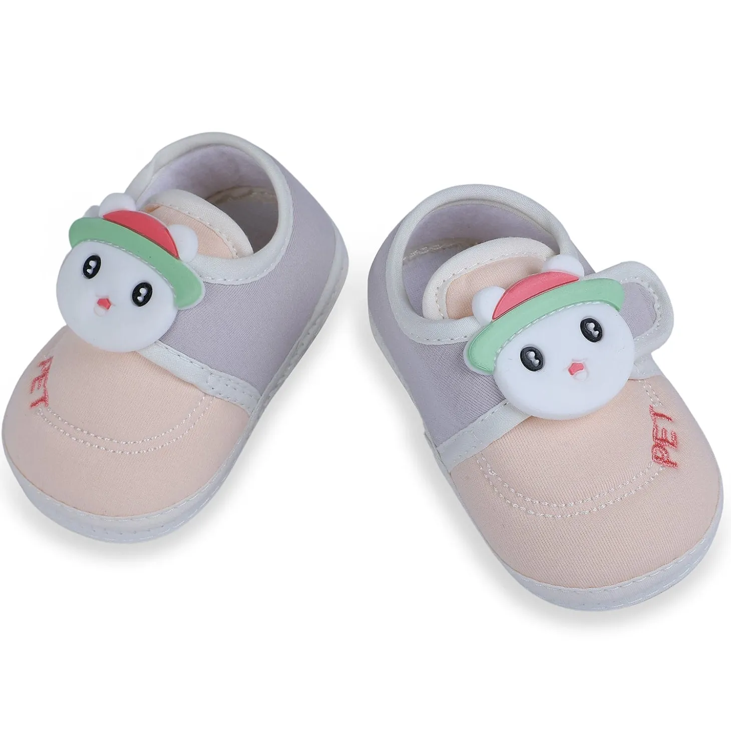 Baby Moo Persian Kitty Soft Sole Anti-Slip Booties - Peach