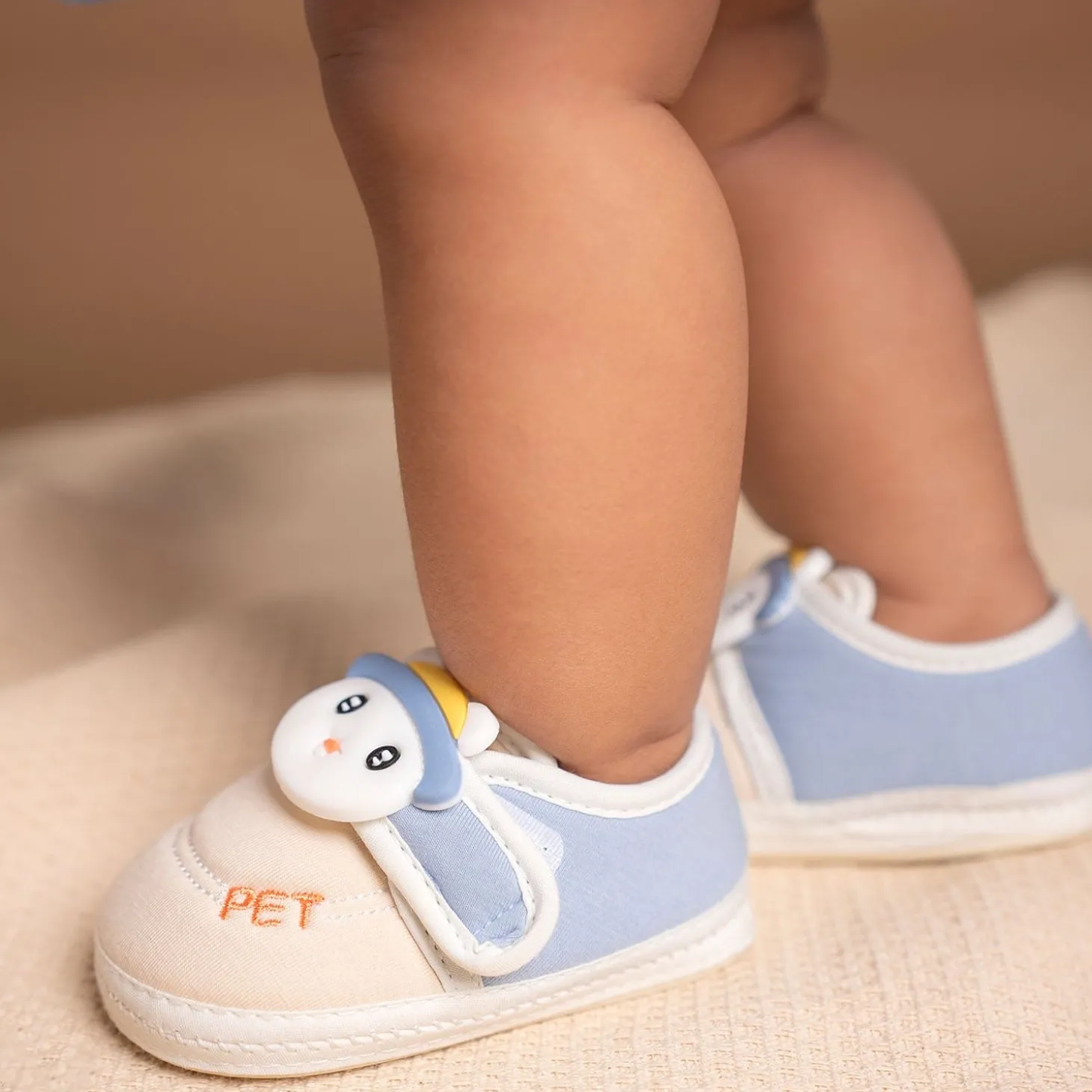 Baby Moo Persian Kitty Soft Sole Anti-Slip Booties - Blue
