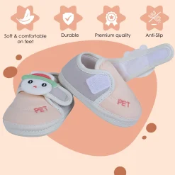 Baby Moo Persian Kitty Soft Sole Anti-Slip Booties - Peach