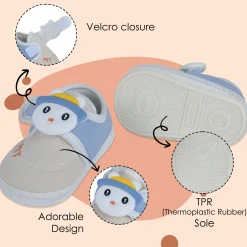Baby Moo Persian Kitty Soft Sole Anti-Slip Booties - Blue