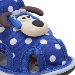 Baby Moo Pilot Dog Applique Polka Dot Printed Velcro Strap Anti-Skid Chu Chu Sound Sandals - Blue