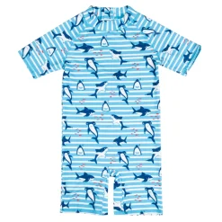 Baby Moo Playing Dolphin Beach Bodysuit One-Piece Swimsuit Pool Swimming Costume - Blue