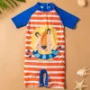 Baby Moo Playing Lion Beach Bodysuit One-Piece Swimsuit Pool Swimming Costume - Orange