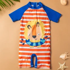 Baby Moo Playing Lion Beach Bodysuit One-Piece Swimsuit Pool Swimming Costume - Orange