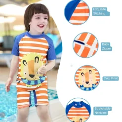 Baby Moo Playing Lion Beach Bodysuit One-Piece Swimsuit Pool Swimming Costume - Orange